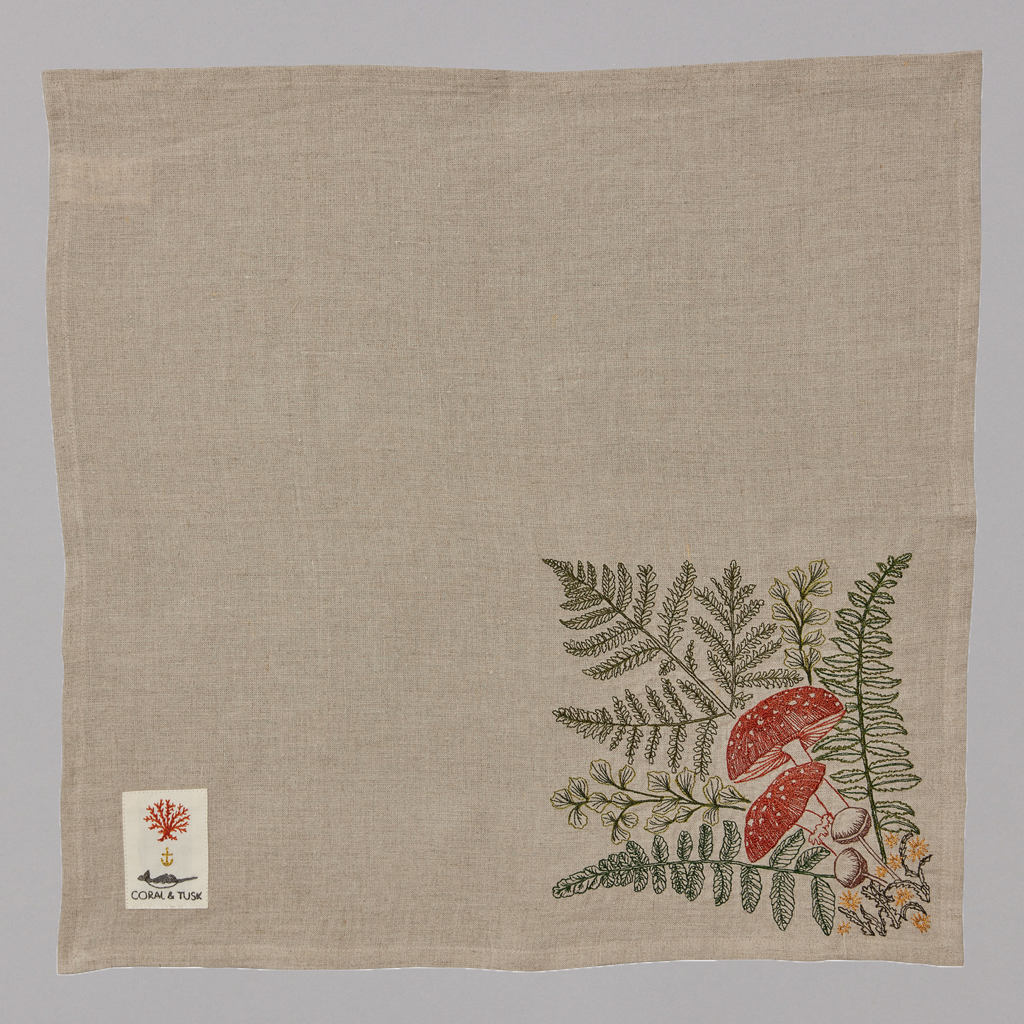 Mushrooms and Ferns Bouquet Dinner Napkin