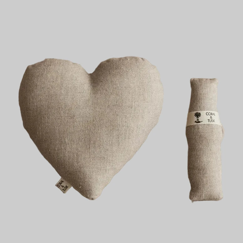 Coral and Tusk's "Fox Heart Pocket Valentine" pillow embroidered red hearts and accompanying fox pal