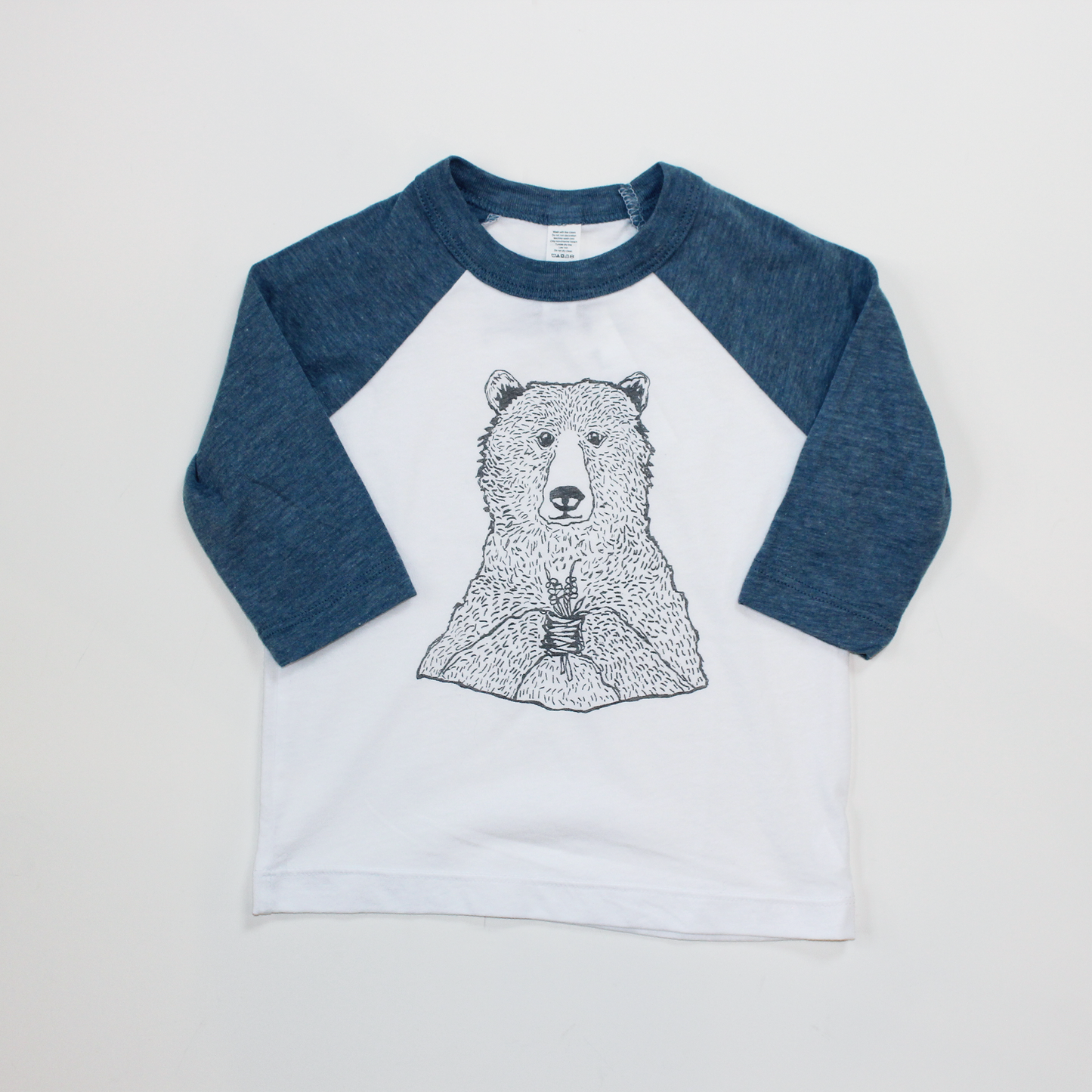 Bear Holding Flowers Kids Baseball Tee