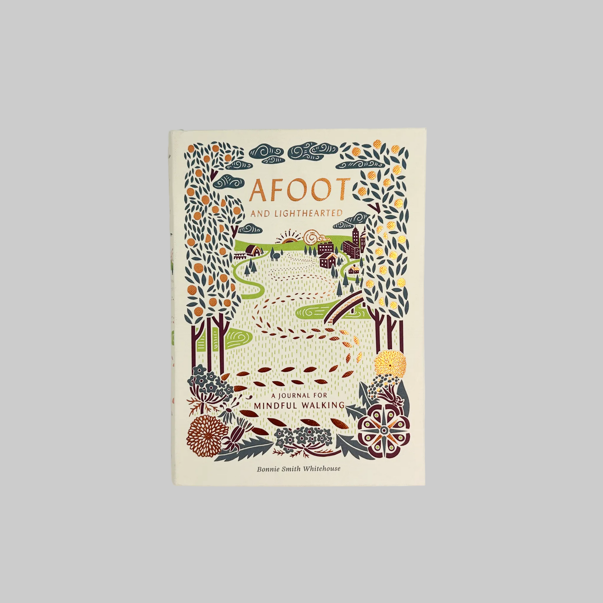 Book titled 'Afoot and Lighthearted' with nature-themed cover on a white background