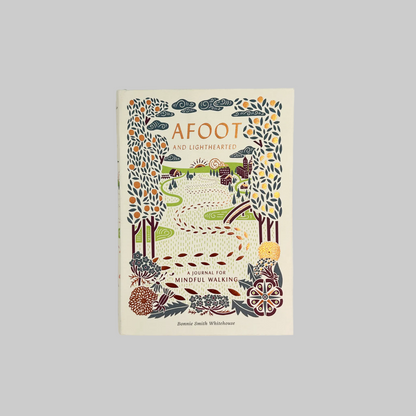 Book titled 'Afoot and Lighthearted' with nature-themed cover on a white background