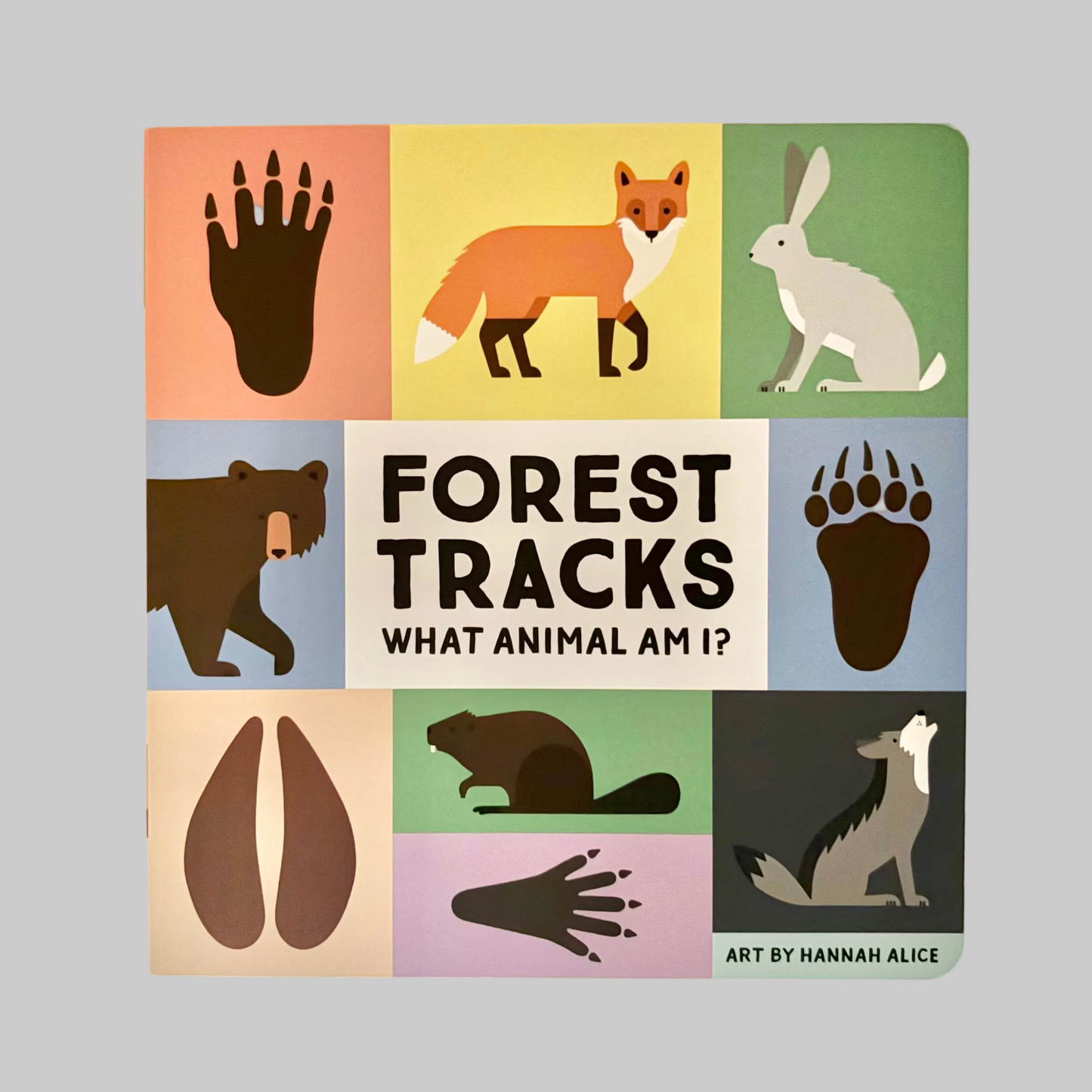 Book cover of 'Forest Tracks' with illustrations of animals and their tracks.