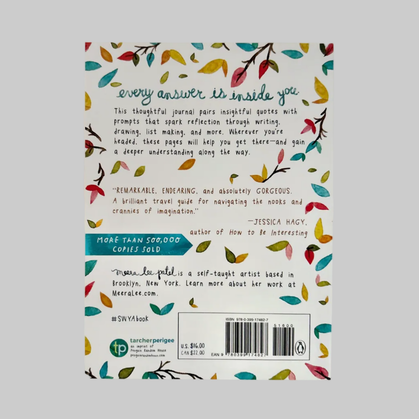 Back cover of a book with decorative elements and text.