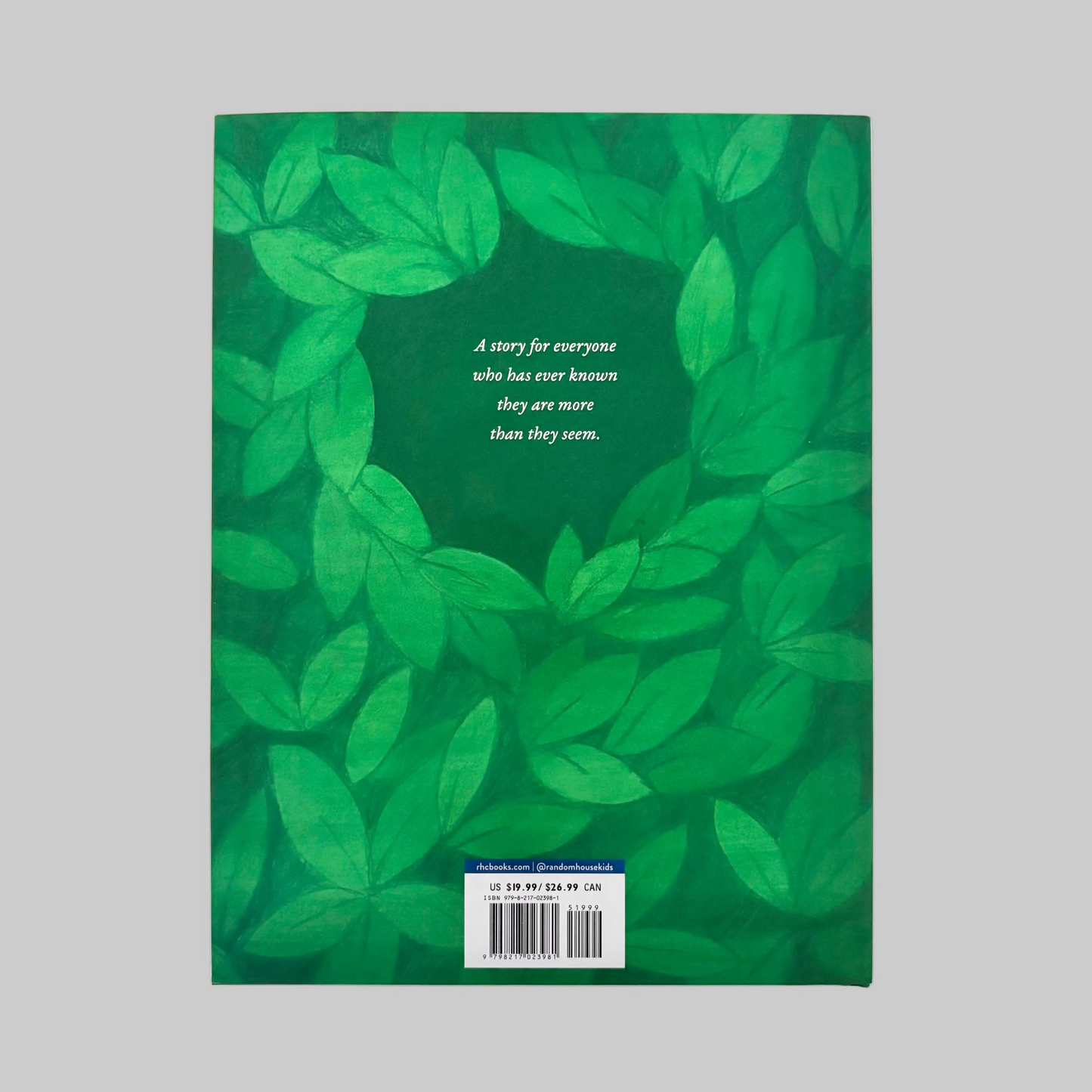 Green book cover with leaf pattern and text.