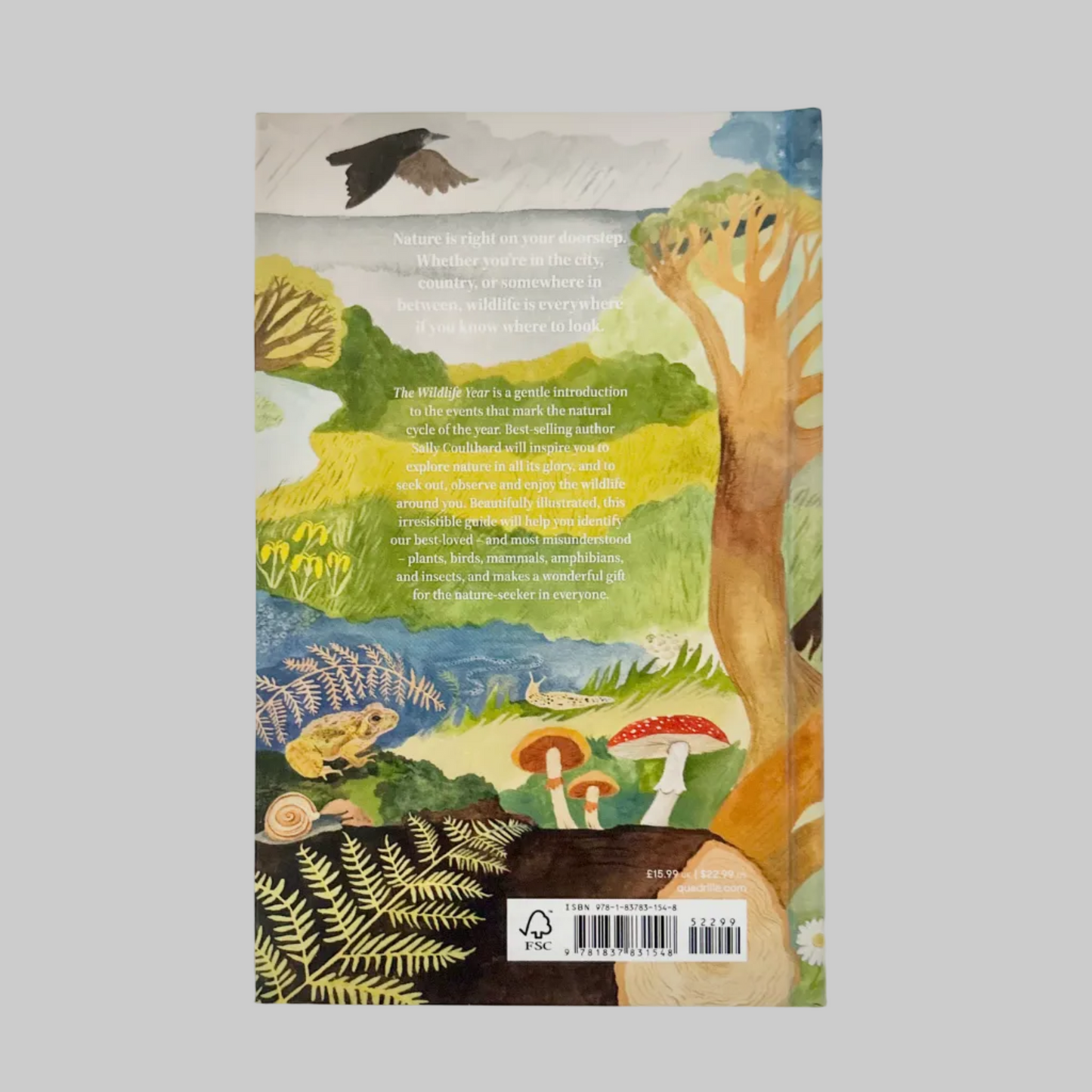 Book cover with nature-themed illustrations
