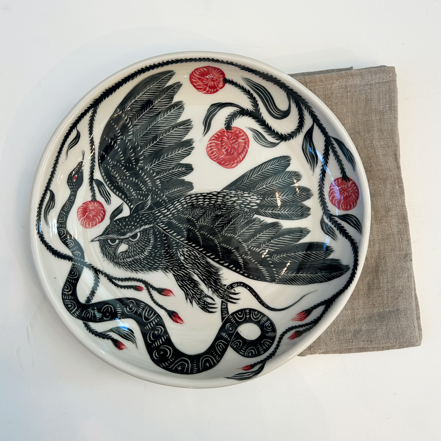 Painted Owl Platter