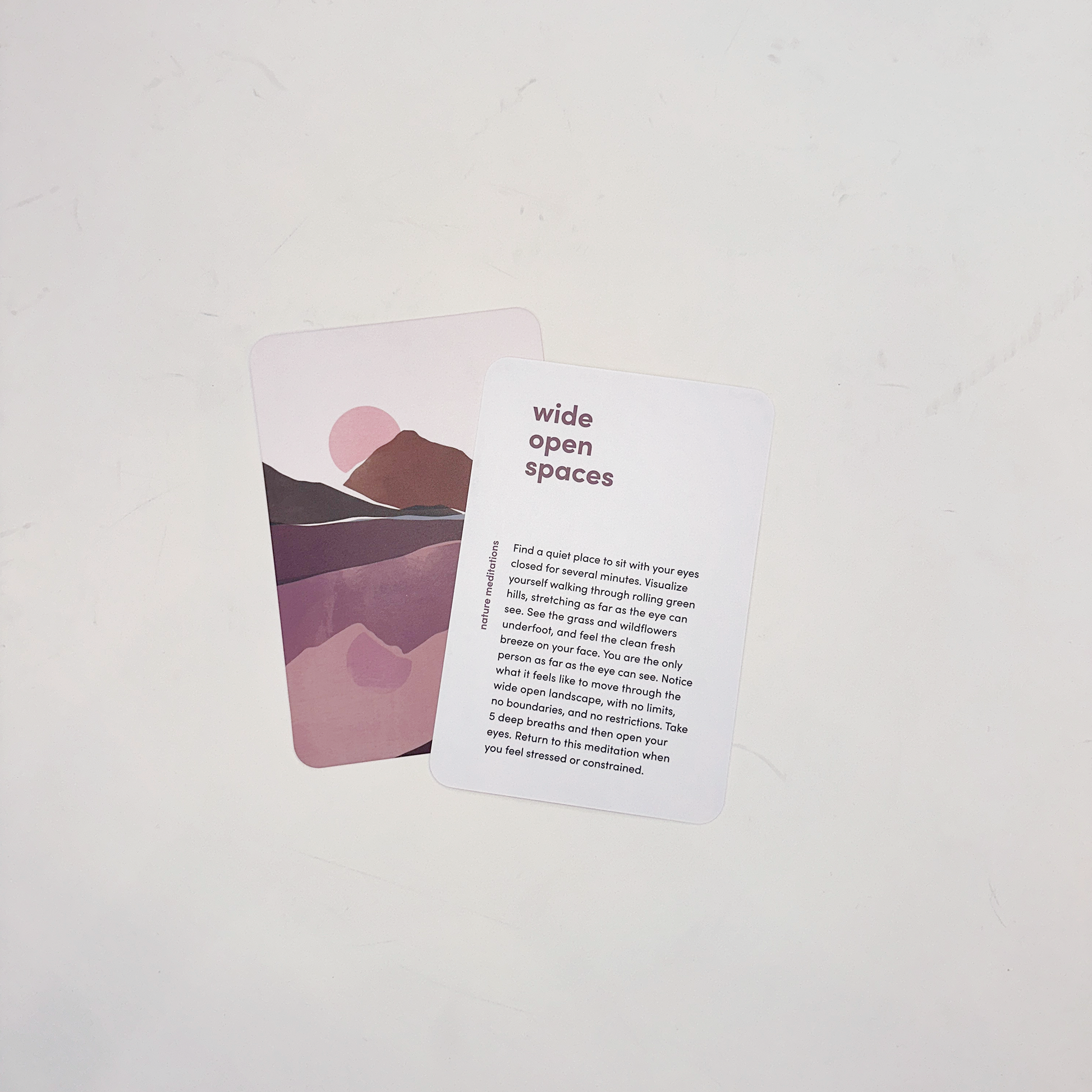 A card from the "Nature Meditations" deck featuring text and a peaceful illustration