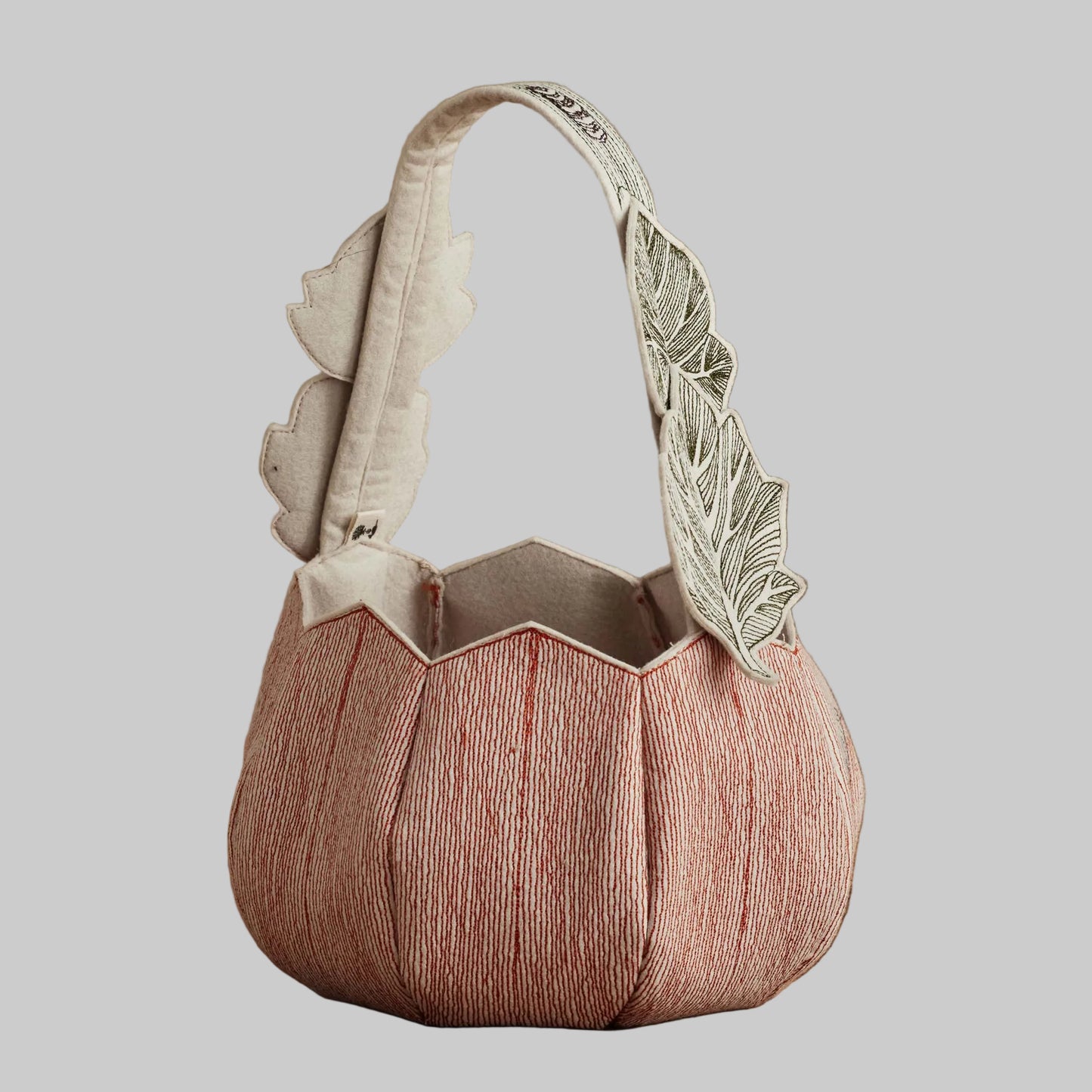Coral and Tusk’s “Jack-o’-Lantern” embroidered felt basket for Halloween decor or trick-or-treating
