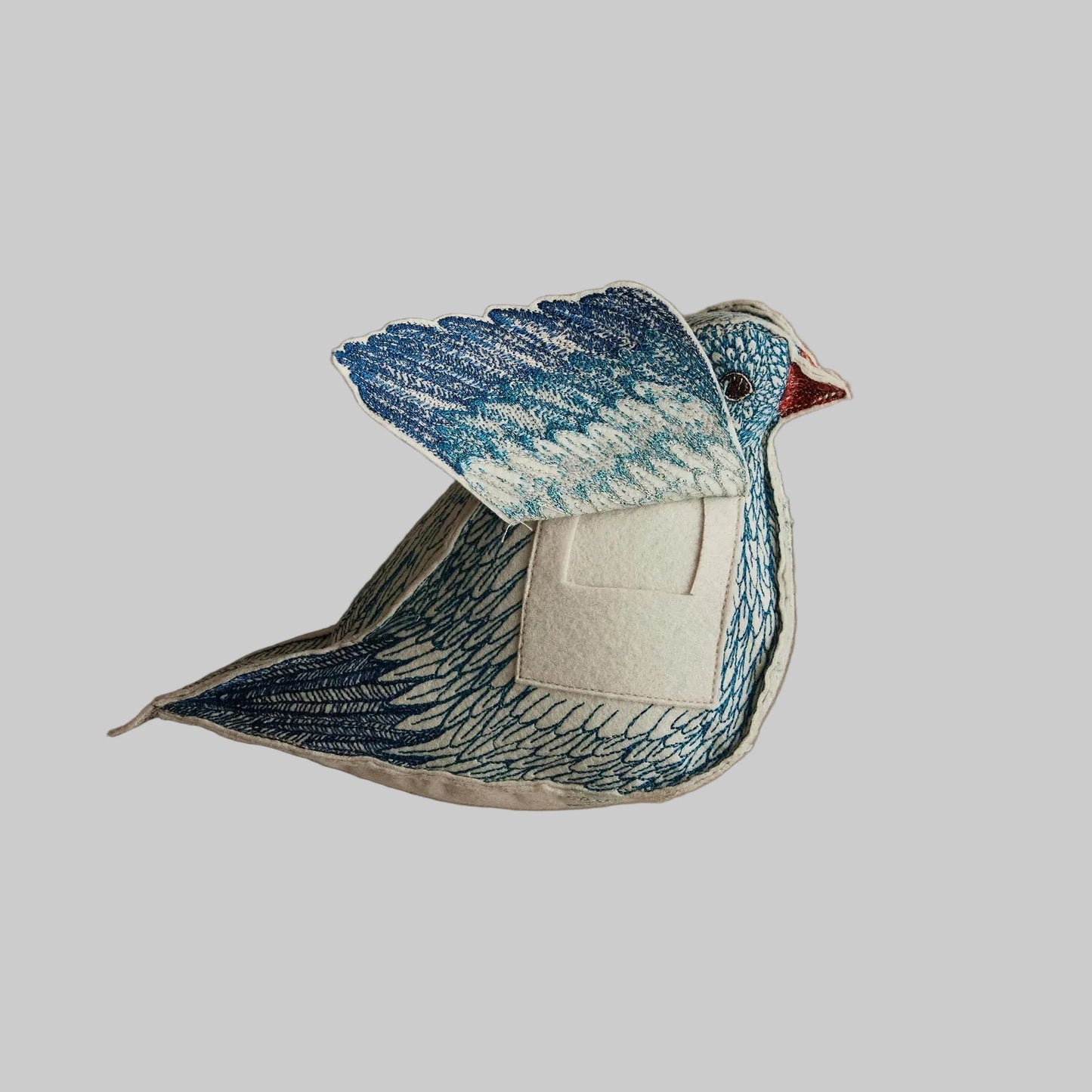 Coral and Tusk’s “Bluebird of Happiness” embroidered felt object, gift or keepsake