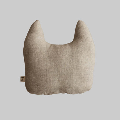 Coral and Tusk's "Tabby Cat" Cat-shaped pillow with embroidered face on 100% linen fabric