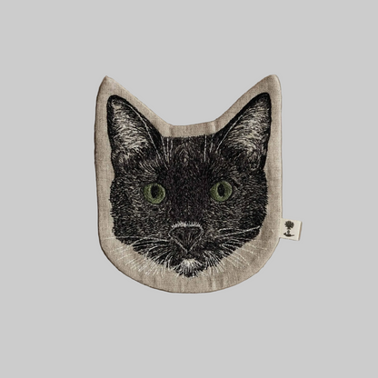 Coral and Tusk’s “Black Cat” embroidered linen pouch for coins or trinkets