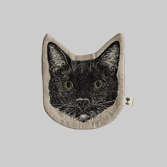 Coral and Tusk’s “Black Cat” embroidered linen pouch for coins or trinkets