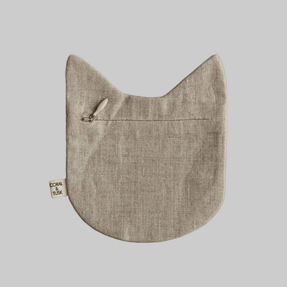 Coral and Tusk’s “Black Cat” embroidered linen pouch for coins or trinkets