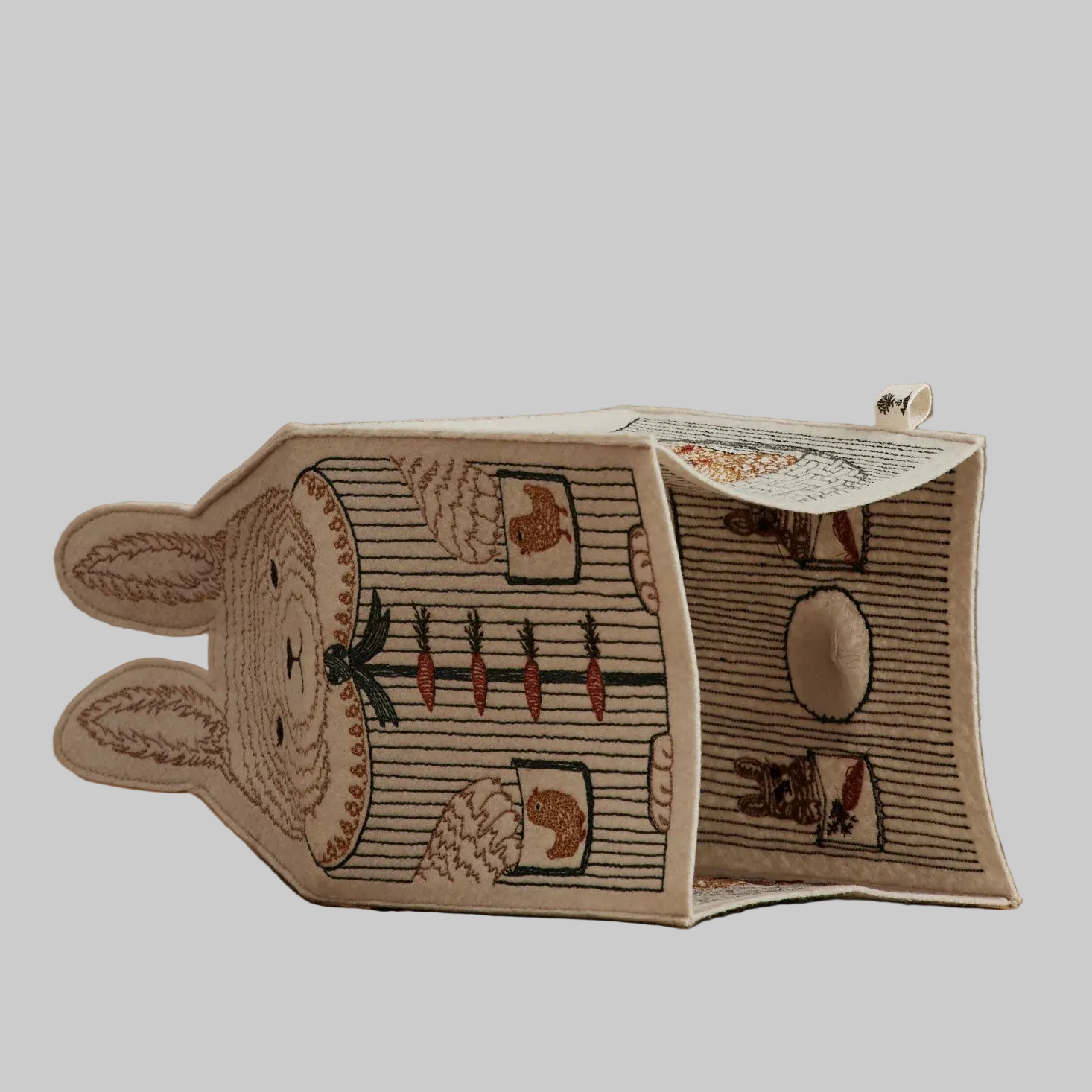 Coral and Tusk's "Bunny" tissue box cover made of felt and embroidered with Easter Bunny design