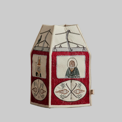 Coral and Tusk's "Gondola" tissue box cover made of felt and embroidered with festive gondola design