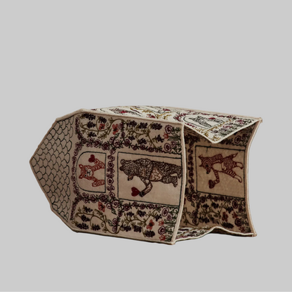 Coral and Tusk's "Home is Where the Heart Is" tissue box cover made of felt and embroidered with a Valentine's design