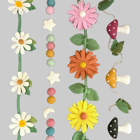 Wool-felted garland from The Winding Road, use for house decor or kids room