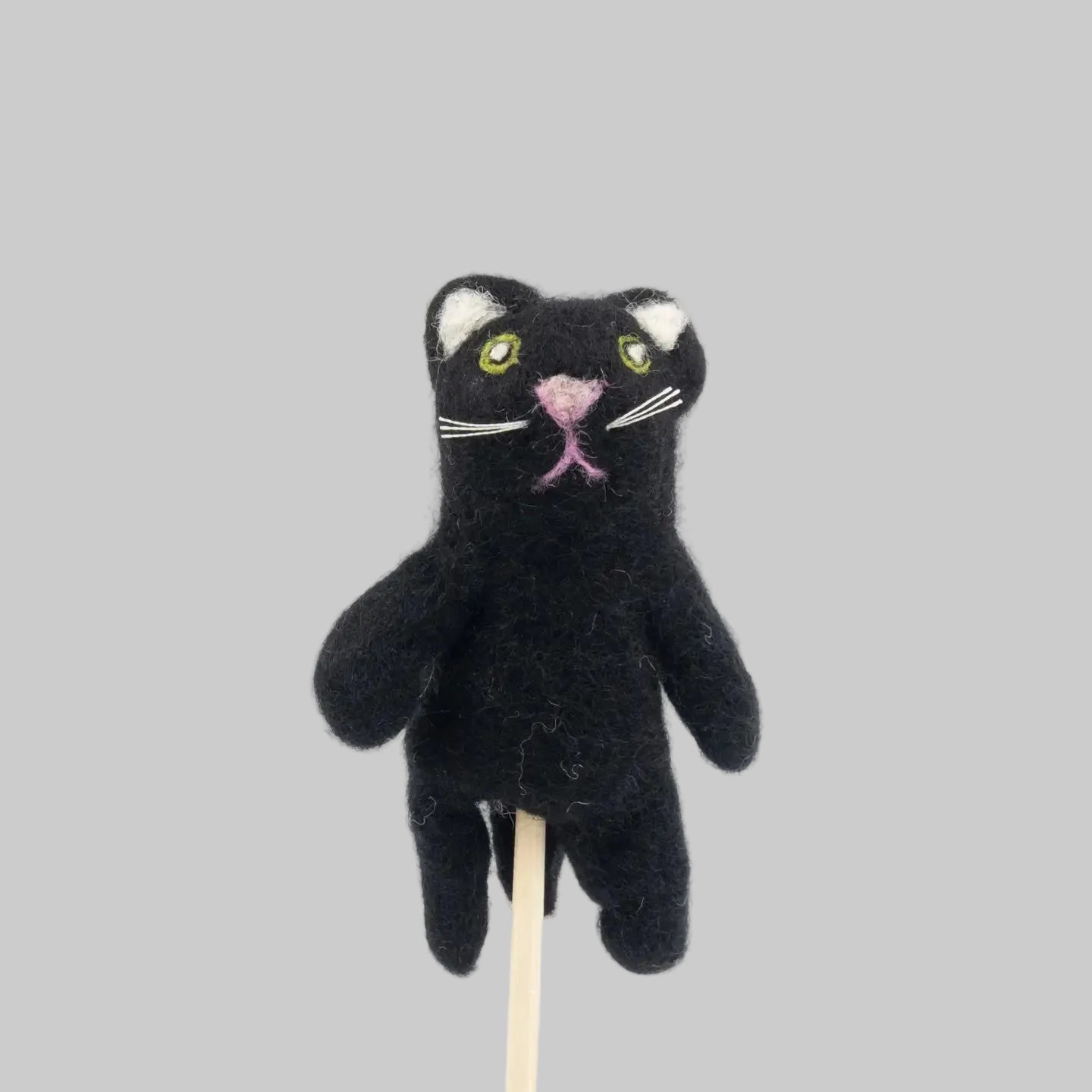 The Winding Road’s wool-felted black cat finger puppet