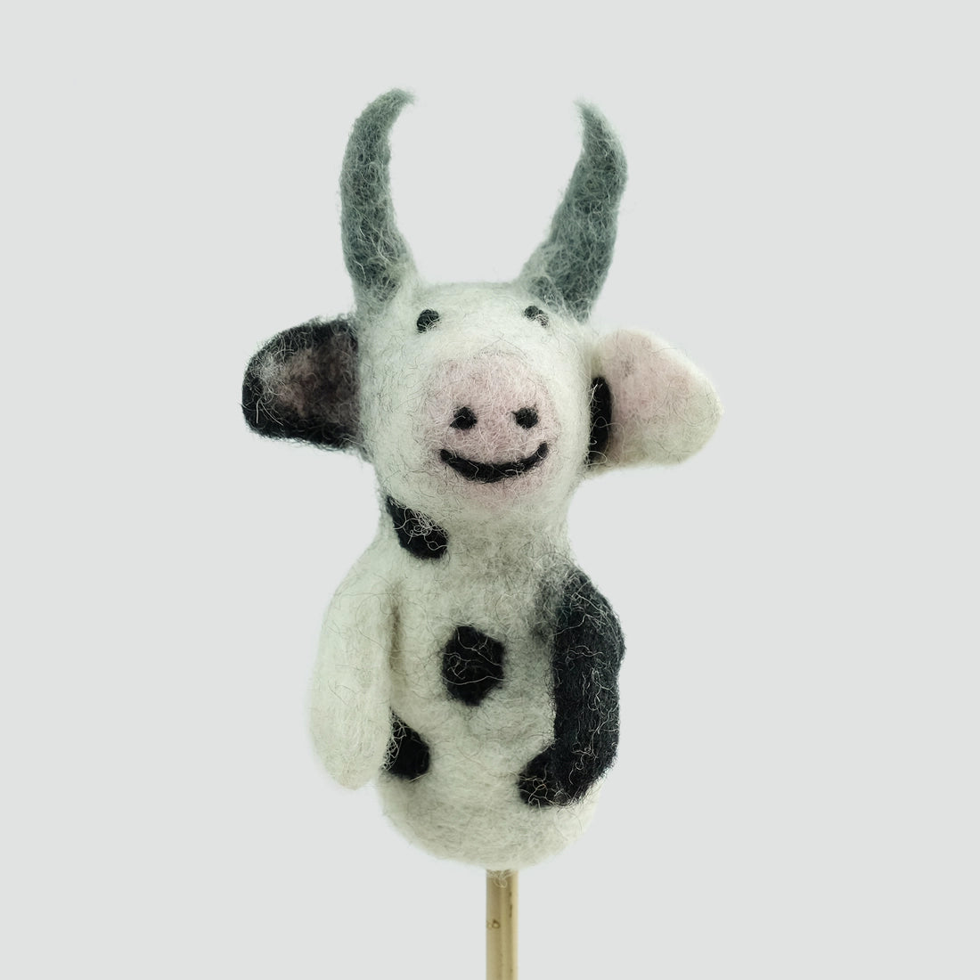 The Winding Road’s wool-felted cow finger puppet