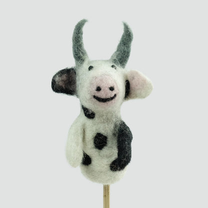The Winding Road’s wool-felted cow finger puppet