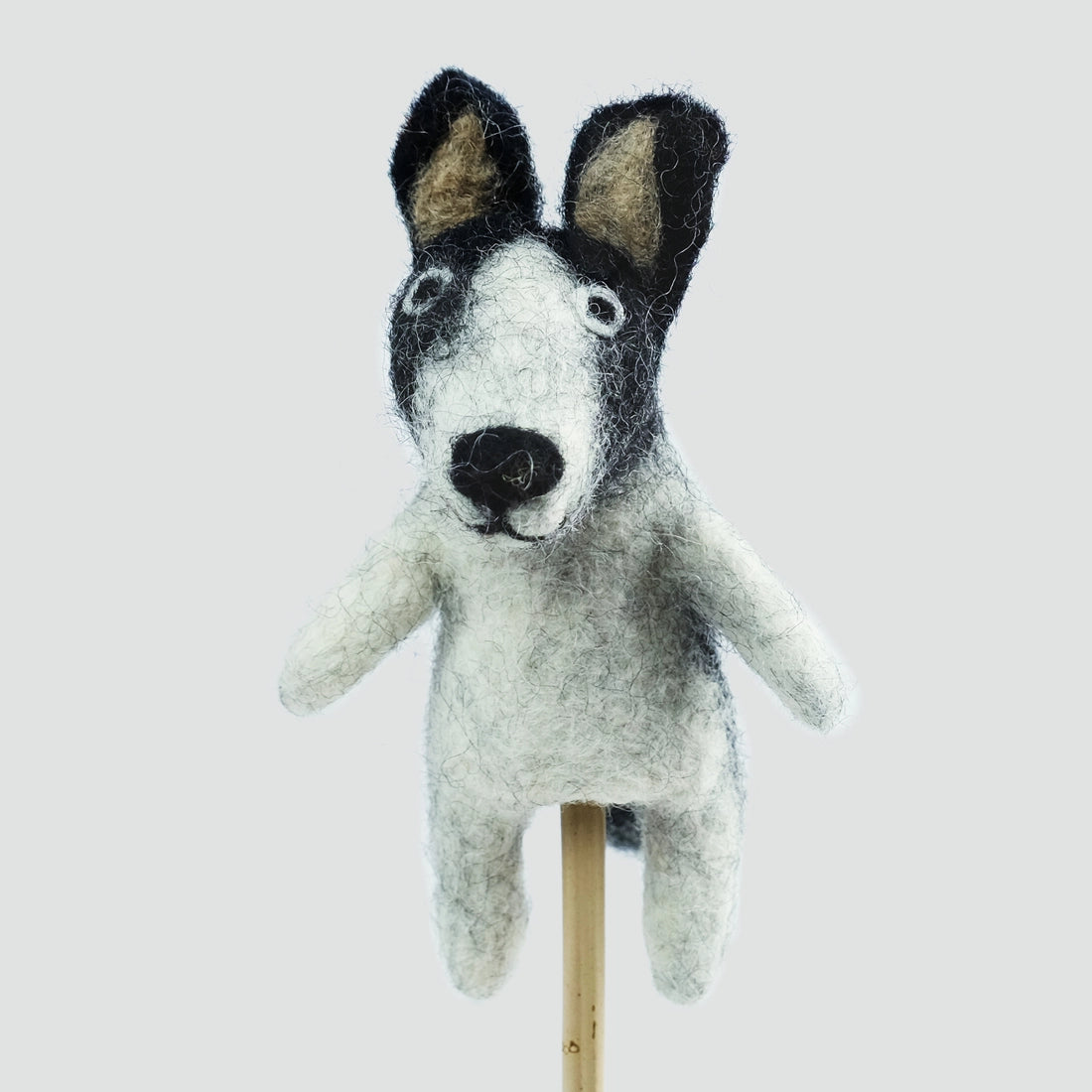 The Winding Road’s wool-felted border collie finger puppet