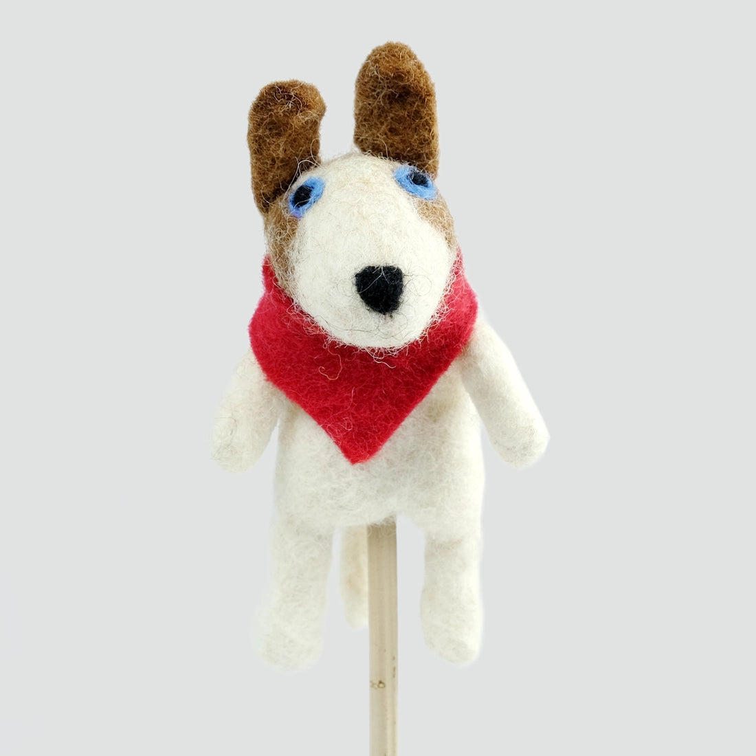 The Winding Road’s wool-felted jack russell finger puppet