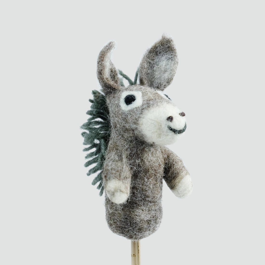 The Winding Road’s wool-felted donkey finger puppet