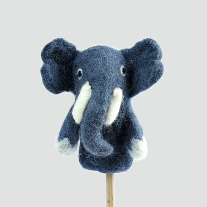 The Winding Road’s wool-felted elephant finger puppet