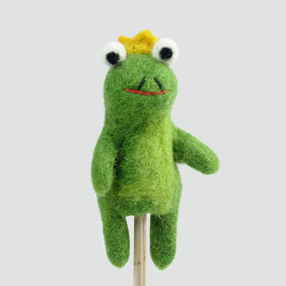 The Winding Road’s wool-felted frog prince finger puppet