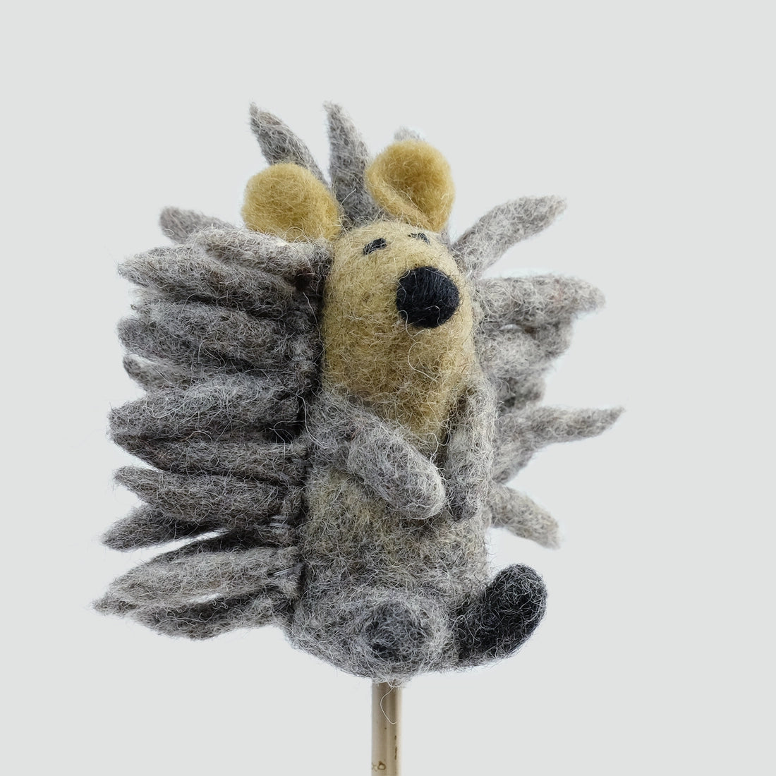 The Winding Road’s wool-felted hedgehog finger puppet