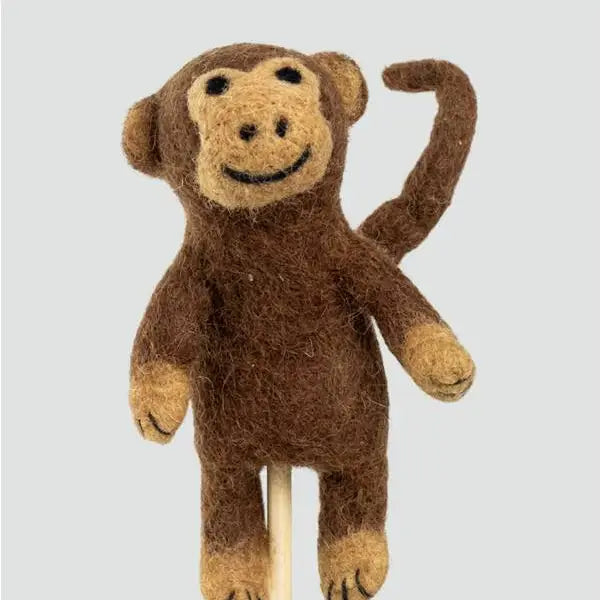 The Winding Road’s wool-felted monkey finger puppet