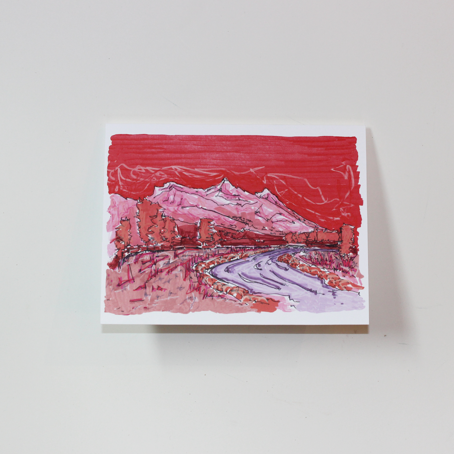 Bird and Buffalo greeting cards featuring sunset design inspired by Jackson Hole, WY