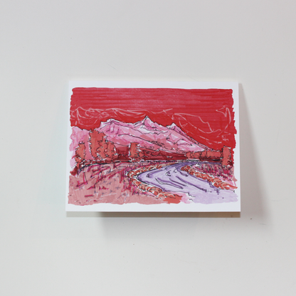 Bird and Buffalo greeting cards featuring sunset design inspired by Jackson Hole, WY