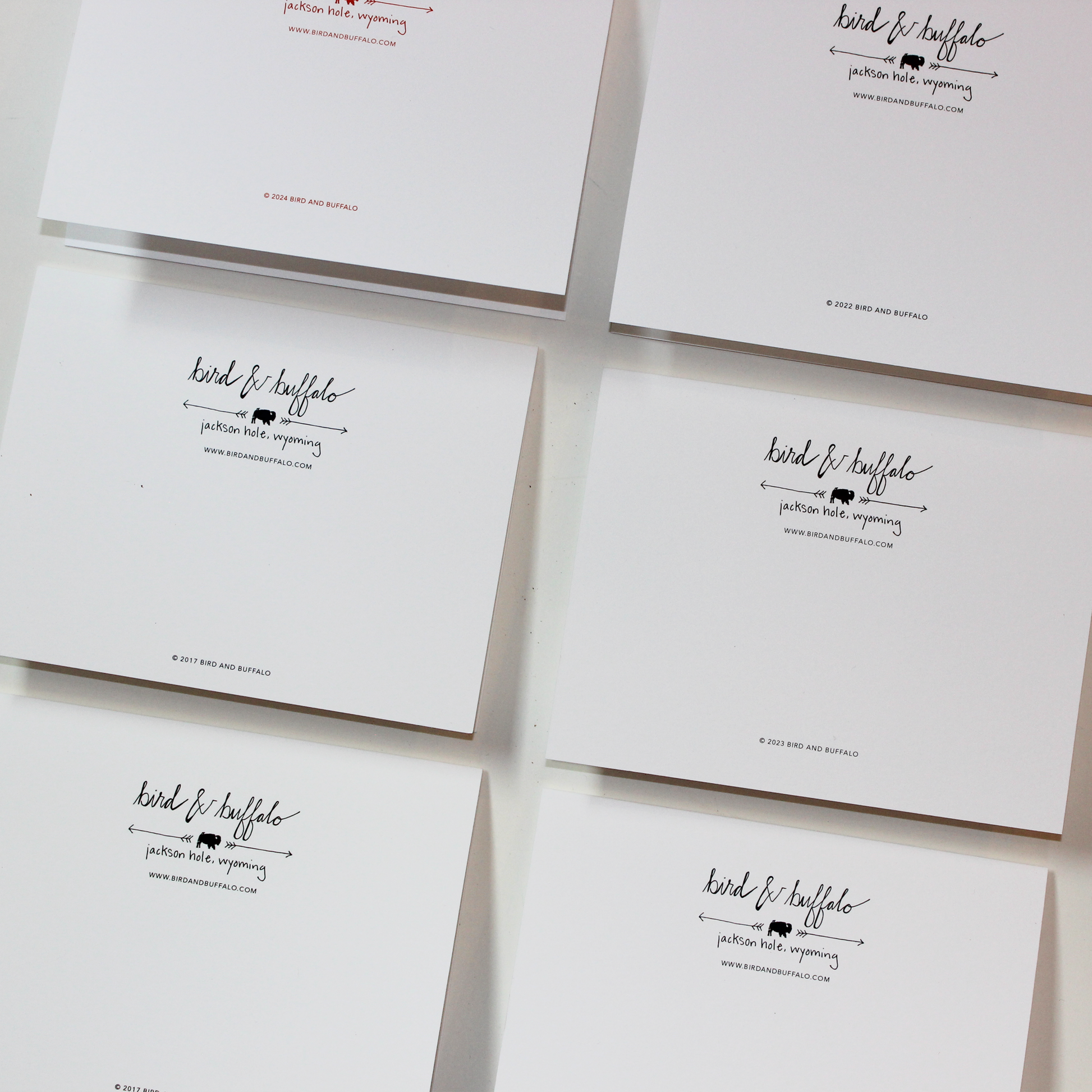Bird and Buffalo greeting cards featuring designs inspired by Jackson Hole, WY