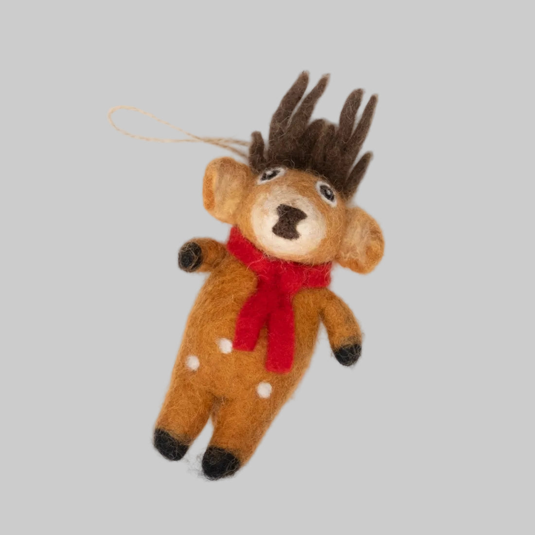 The Winding Road's wool-felted reindeer ornaments. Handmade and fair trade.