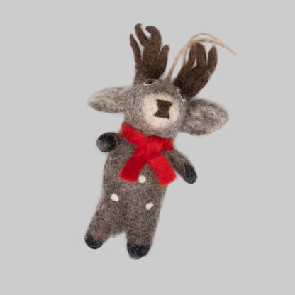 The Winding Road's wool-felted reindeer ornaments. Handmade and fair trade.