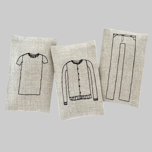K. Studio’s lavender sachets embroidered with pant and shirt designs