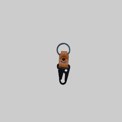 Woolly Made's leather clip keychain in tan.
