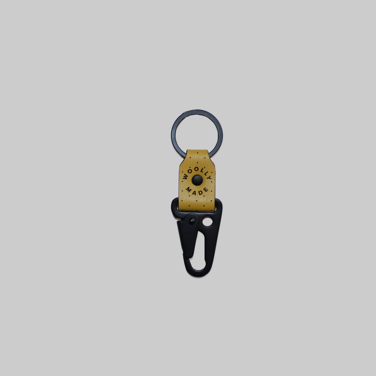 Woolly Made's leather clip keychains in yellow.